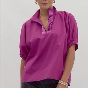 Entro Magenta Blouse Size Medium